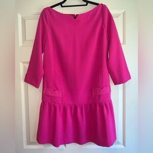 Vibrant Pink Dress with Ruffle Hem